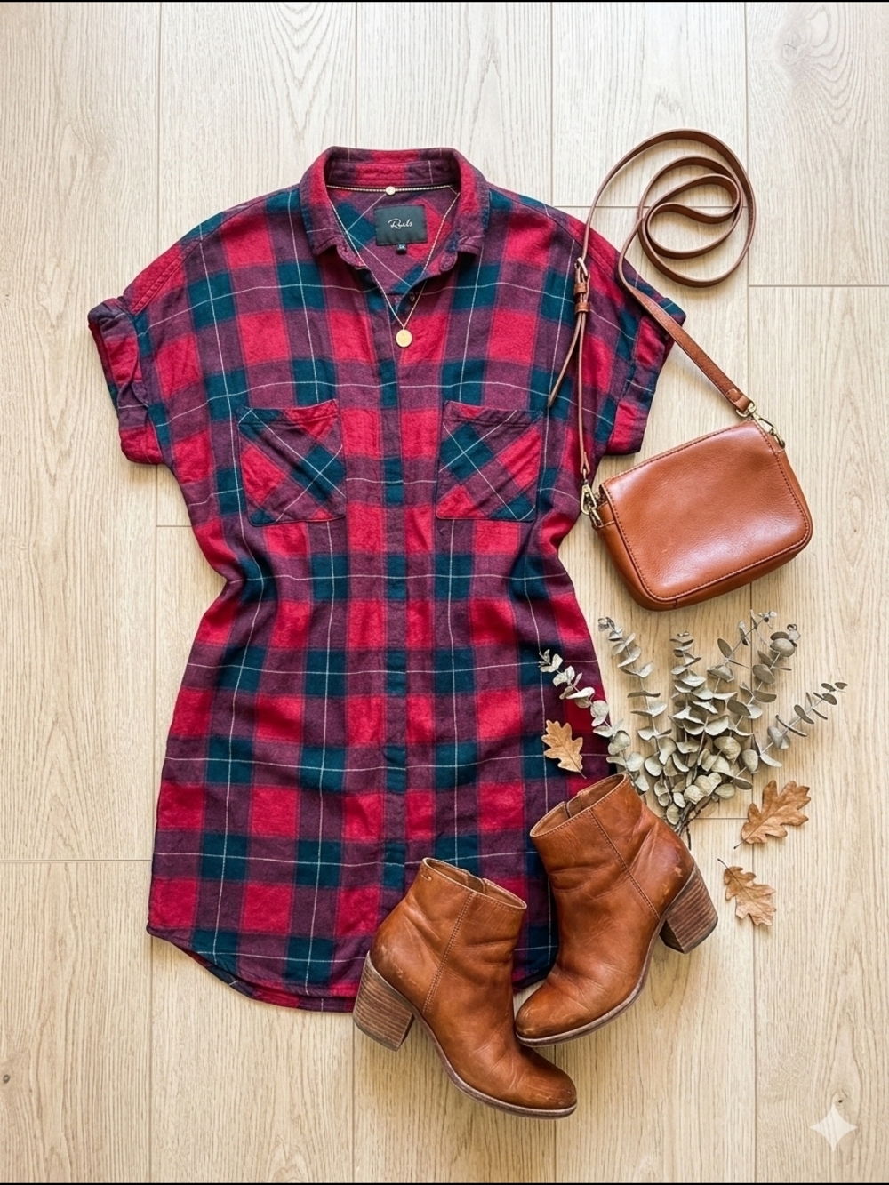 NWOT Rails Red & Navy Plaid Shirtdress Size Medium